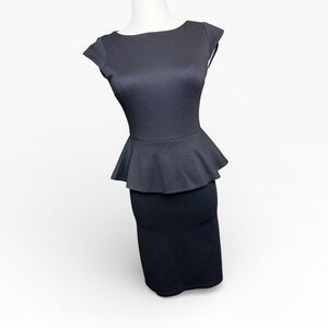 Alice + Olivia Employed Peplum Sheath Dress Black Career Work Office XS